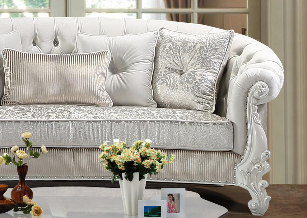 Juliana Traditional Style Sofa in Pearl White finish Wood