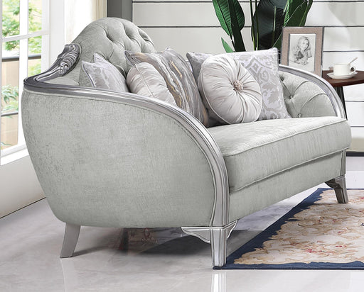 Natalia Transitional Style Loveseat in Silver finish Wood image