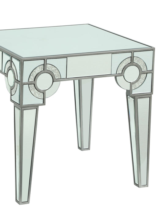 Zoe Modern Style Glass End Table with Silver fiinish