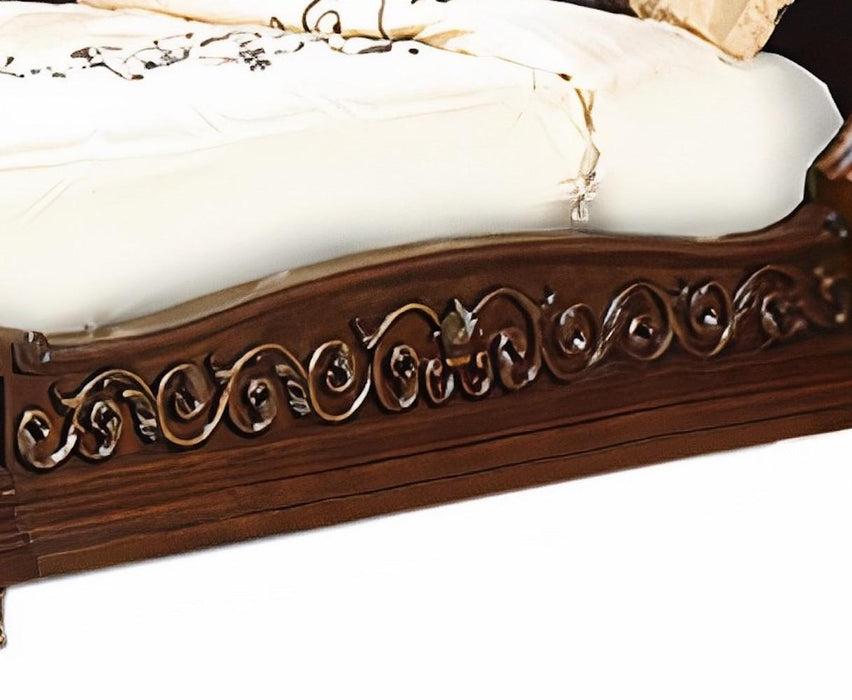 Cleopatra Traditional Style Queen Bed in Cherry finish Wood