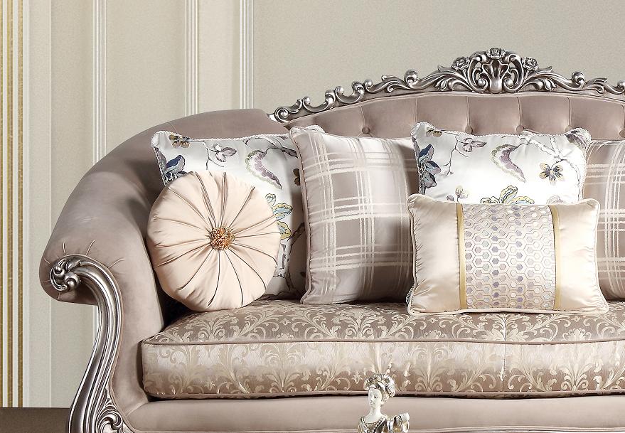 Cristina Traditional Style Loveseat in Silver finish Wood