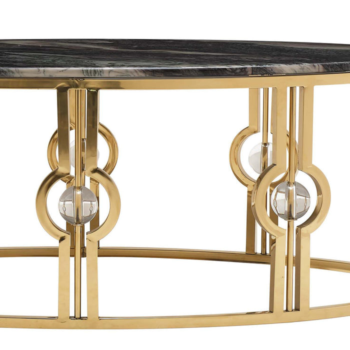 Anika Modern Style Marble Coffee Table with Metal Base