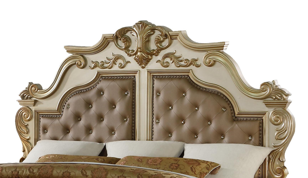 Miranda Transitional Style King Bed in Gold finish Wood