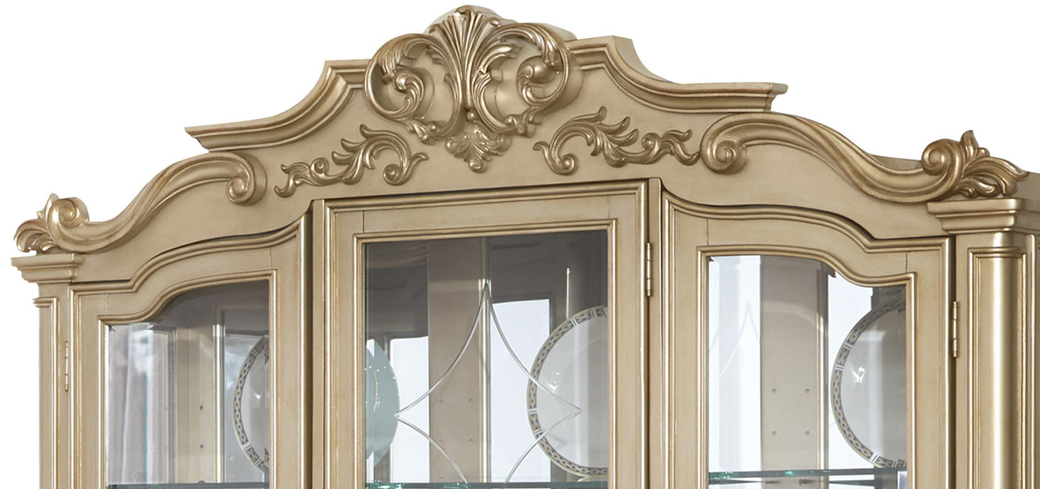 Miranda Transitional Style Dining Hutch in Gold finish Wood