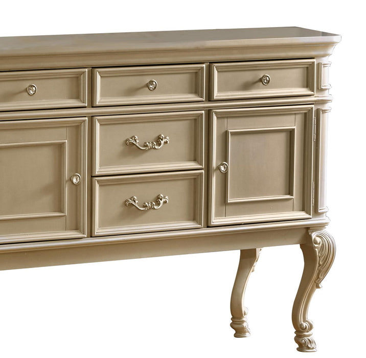 Miranda Transitional Style Dining Server in Gold finish Wood