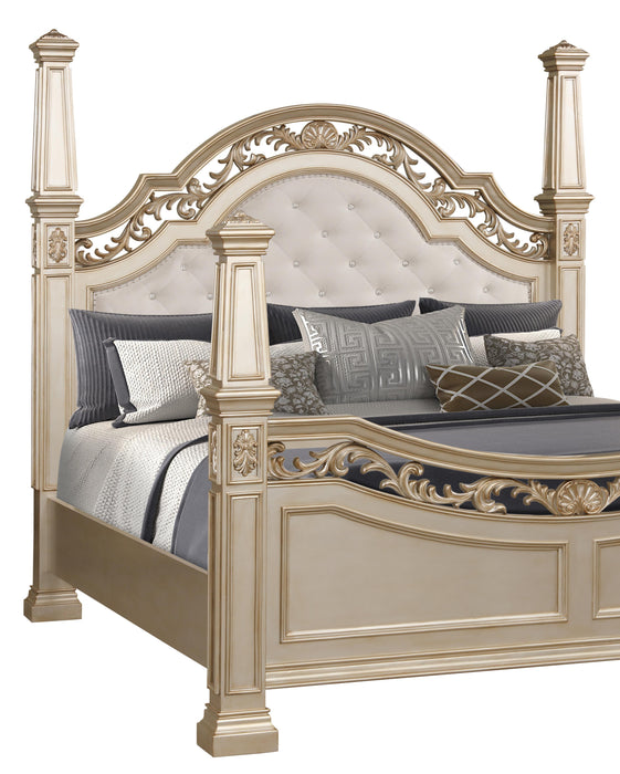 Valentina Traditional Style King Bed in Gold finish Wood