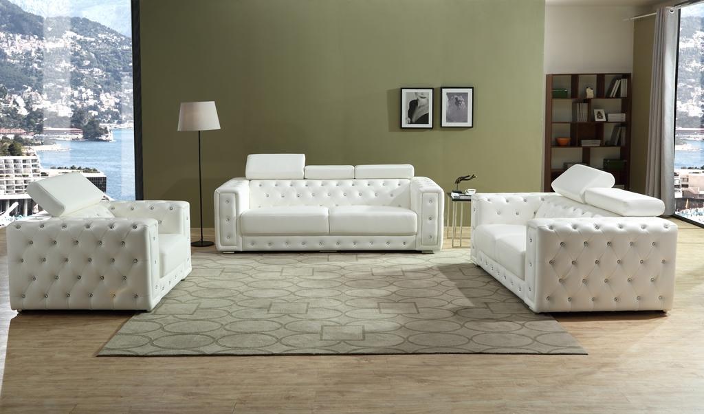 Charlise Modern Style White Sofa in Faux Leather