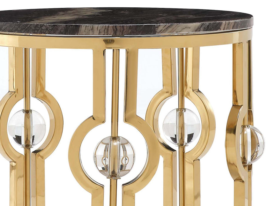 Fallon Modern Style Marble End Table with Metal Base