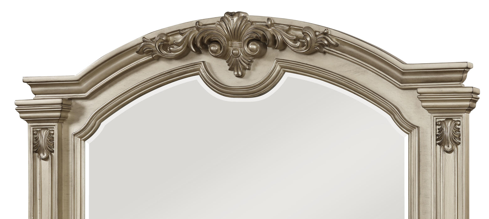 Alicia Transitional Style Mirror in Beige finish Wood