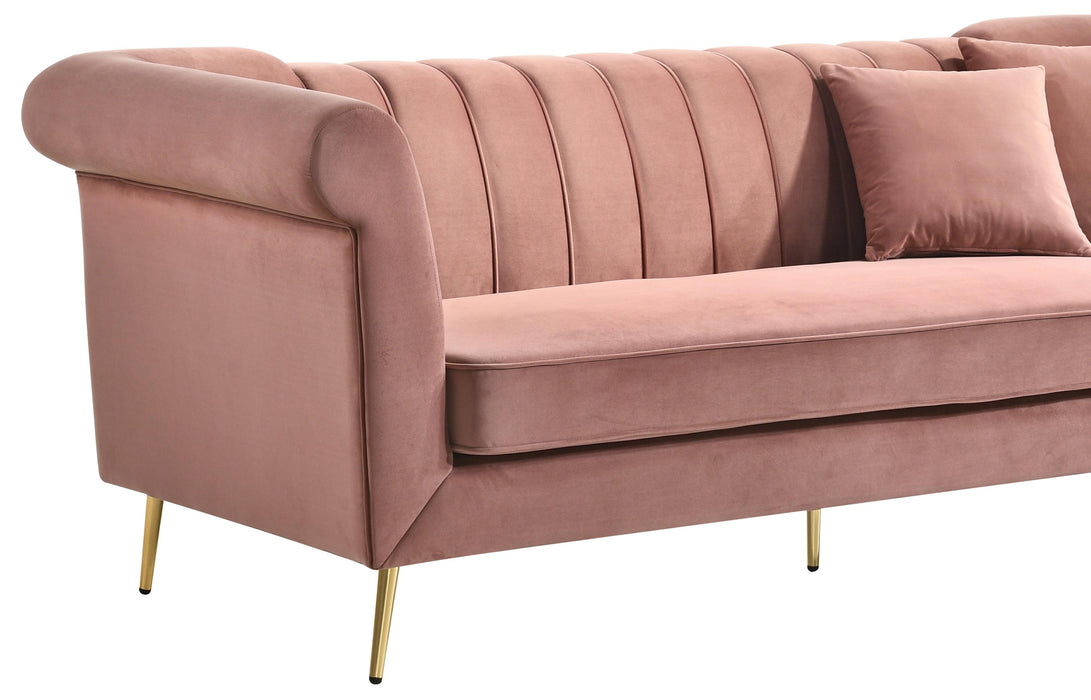 Lexington Transitional Style Coral Sofa with Gold Finish