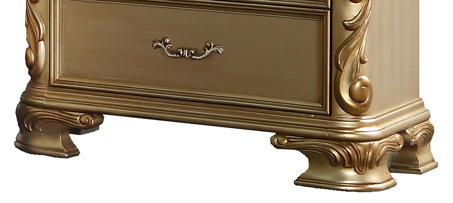 Miranda Transitional Style Nightstand in Gold finish Wood