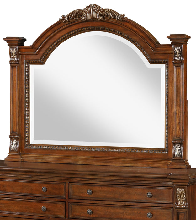 Viviana Traditional Style Mirror in Caramel finish Wood