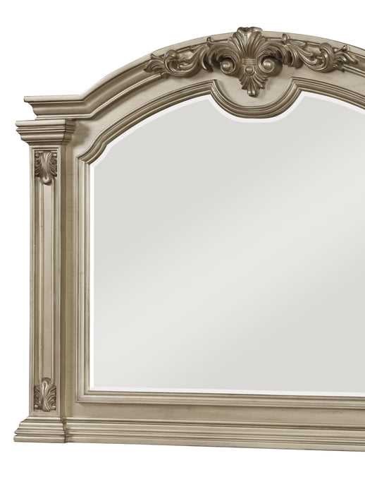 Alicia Transitional Style Mirror in Beige finish Wood