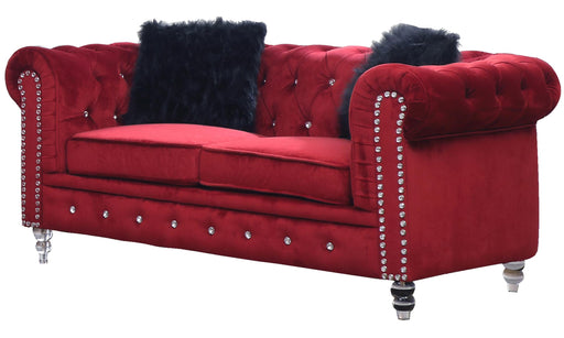 Sahara Modern Style Red Loveseat with Acrylic legs image