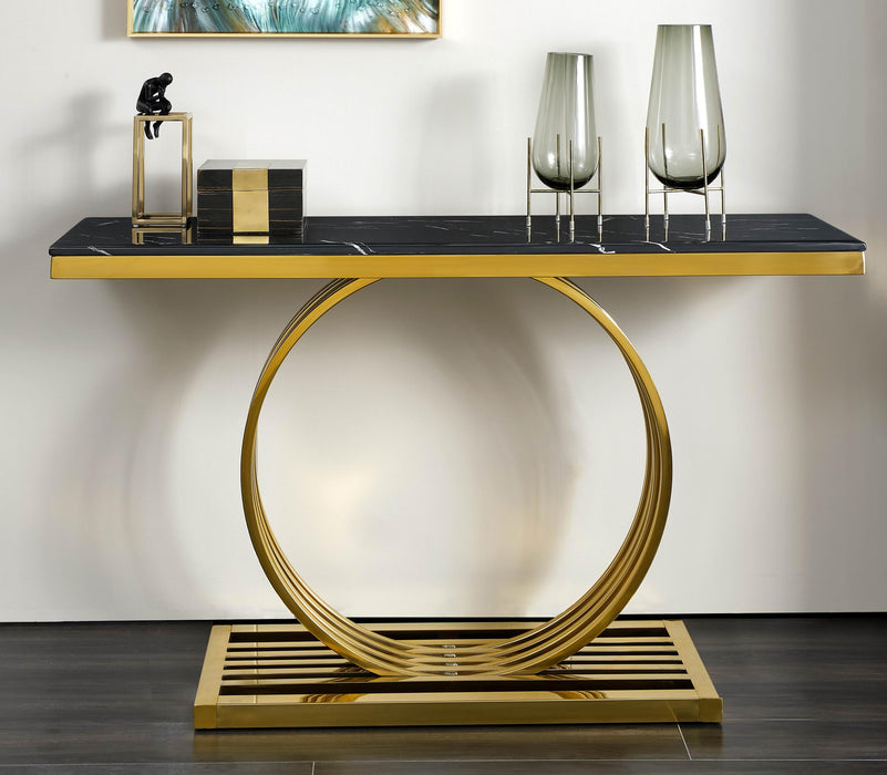 Arlene Modern Style Marble Console Table with Metal Base