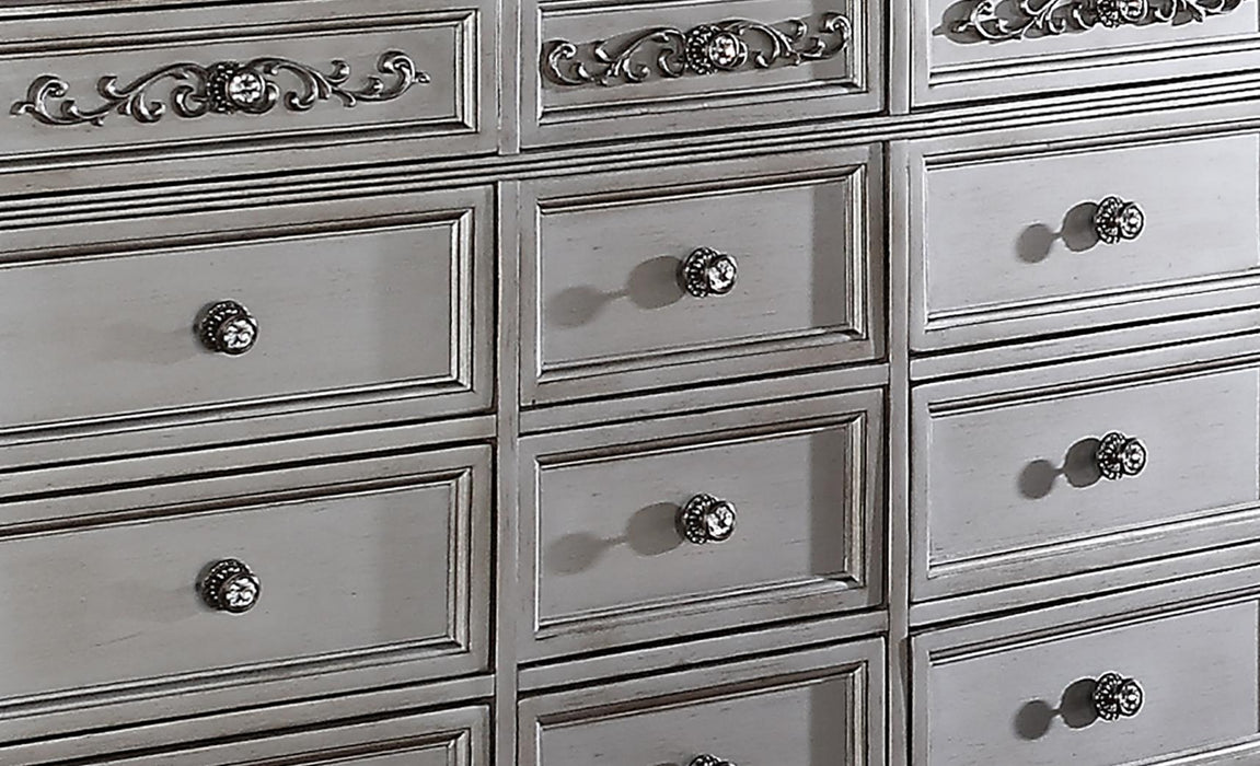 Pamela Transitional Style Dresser in Silver finish Wood