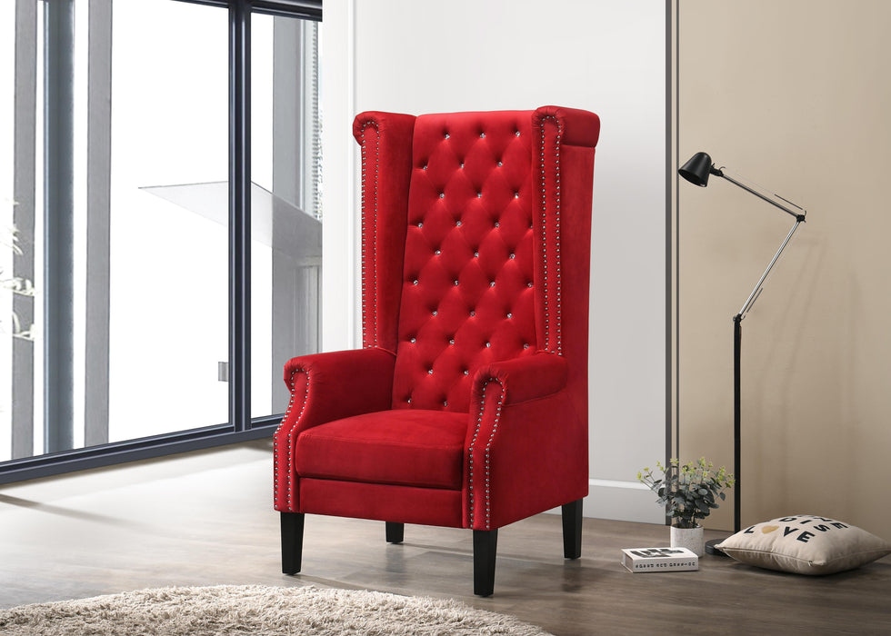 Bollywood Transitional Style Red Accent Chair