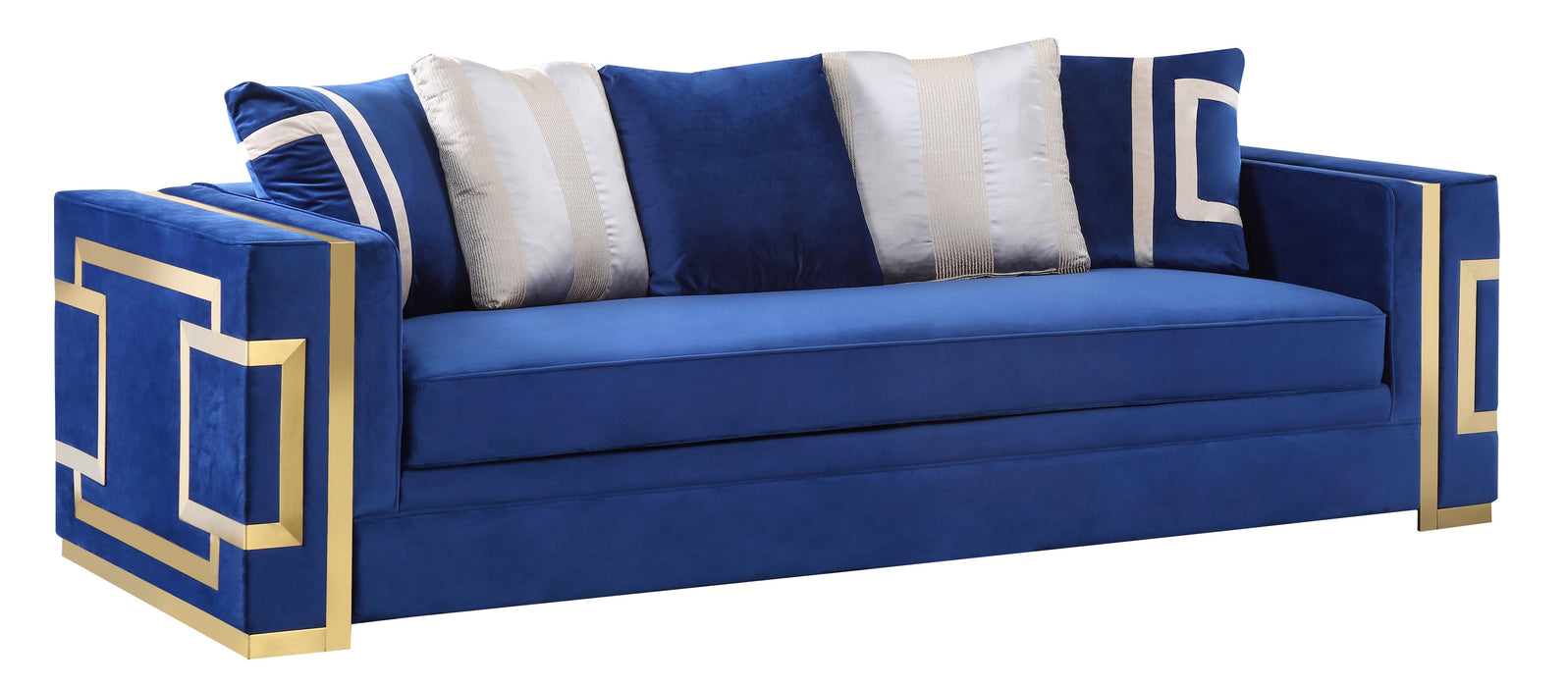 Lawrence Modern Style Navy Sofa with Gold Finish