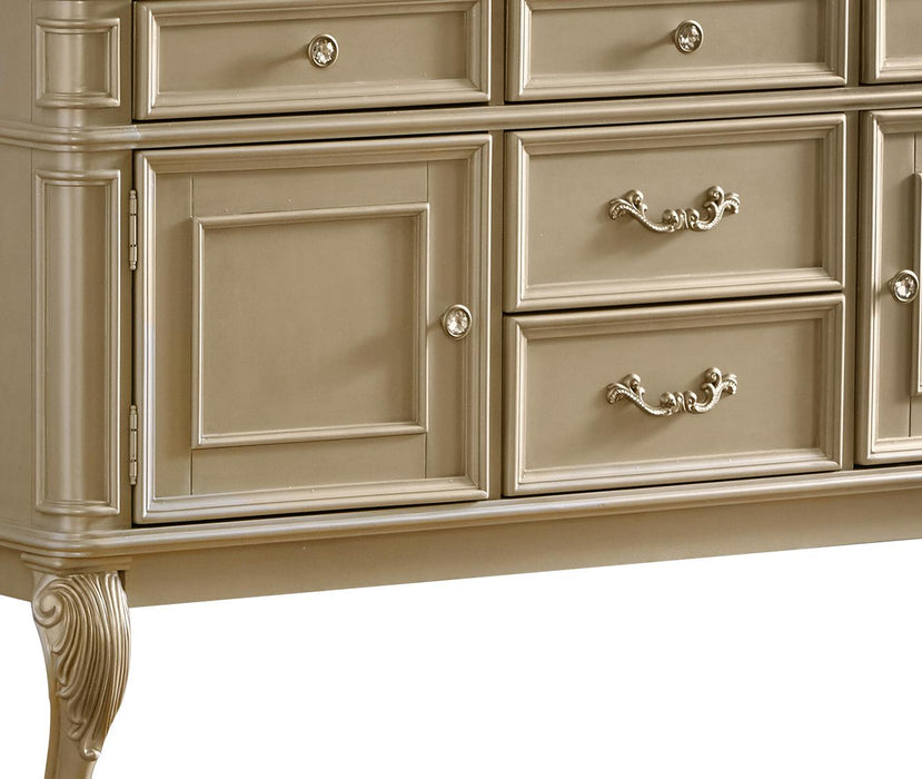 Miranda Transitional Style Dining Server in Gold finish Wood