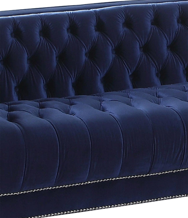 Kendel Blue Modern Style Navy Sofa with Acrylic Legs