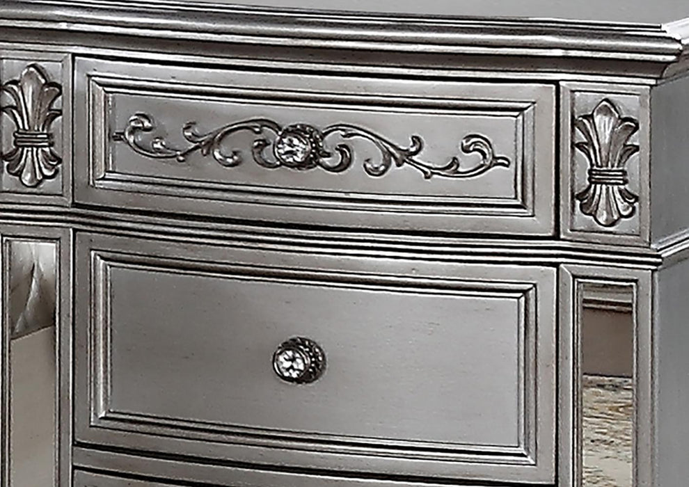 Pamela Transitional Style Nightstand in Silver finish Wood