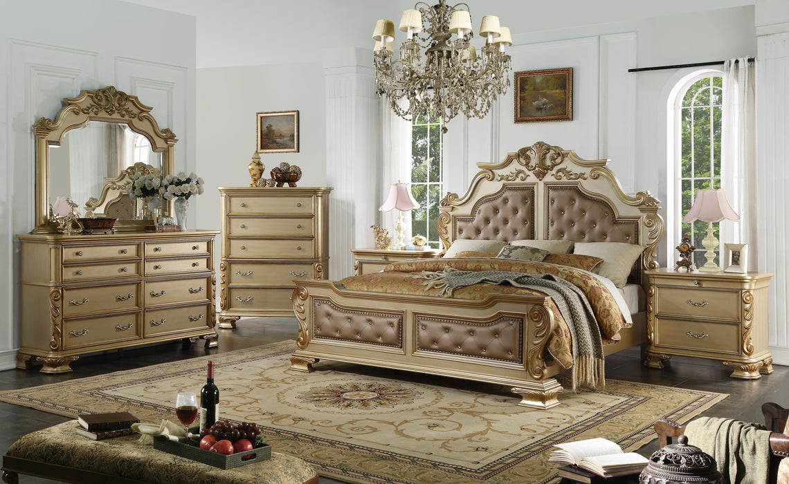 Miranda Transitional Style Chest in Gold finish Wood