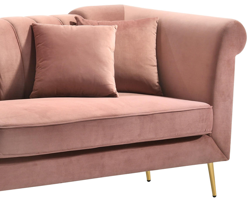 Lexington Transitional Style Coral Loveseat with Gold Finish