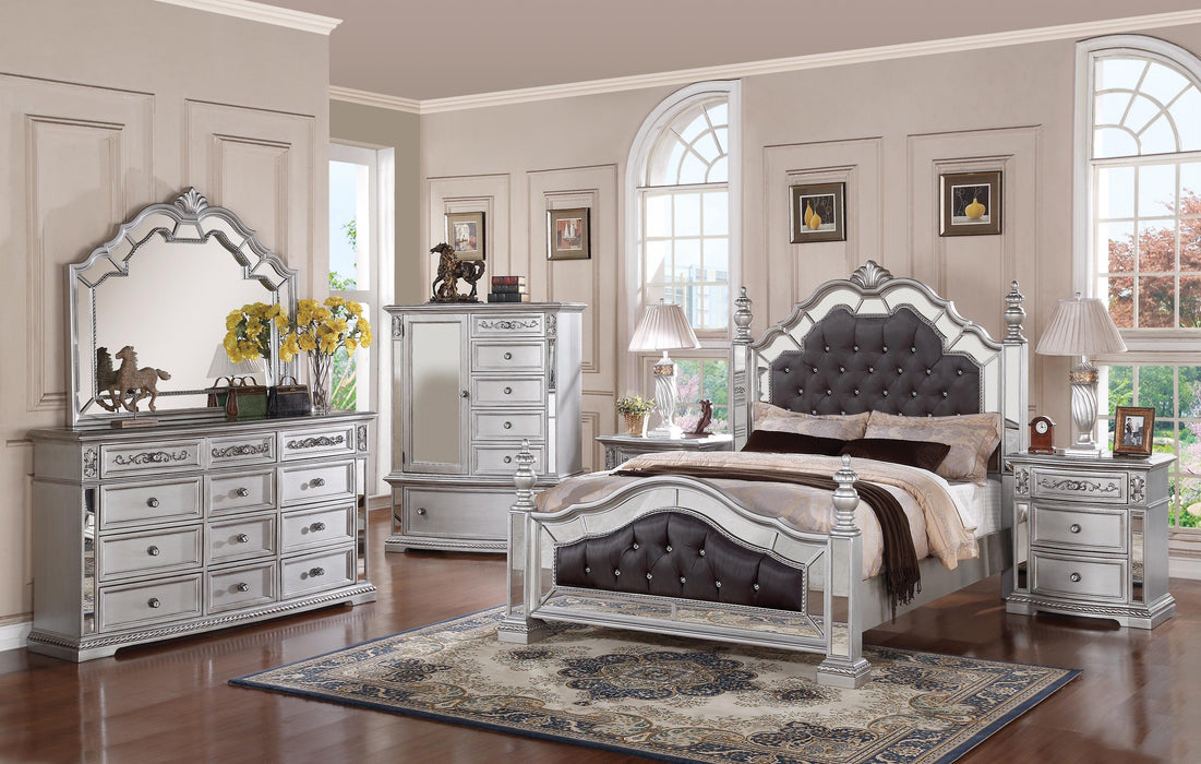 Pamela Transitional Style Dresser in Silver finish Wood