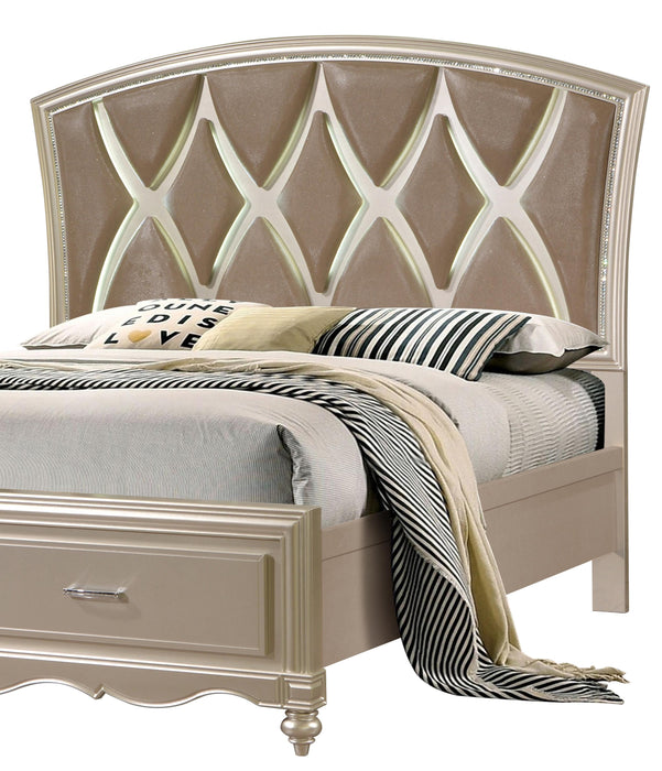 Faisal Transitional Style Queen Bed in Champagne finish Wood