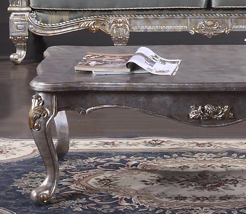 Zara Transitional Style Coffee Table in Silver finish Wood