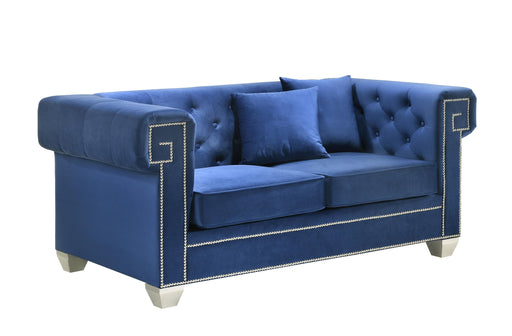 Clover Modern Style Blue Loveseat with Steel Legs image