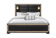 BLAKE BLACK KING BED WITH LAMPS - Brockton Furniture (Brockton, MA)