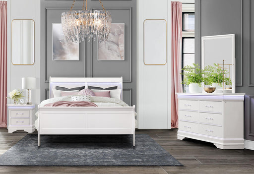CHARLIE WHITE KING BED GROUP WITH LED - Brockton Furniture (Brockton, MA)