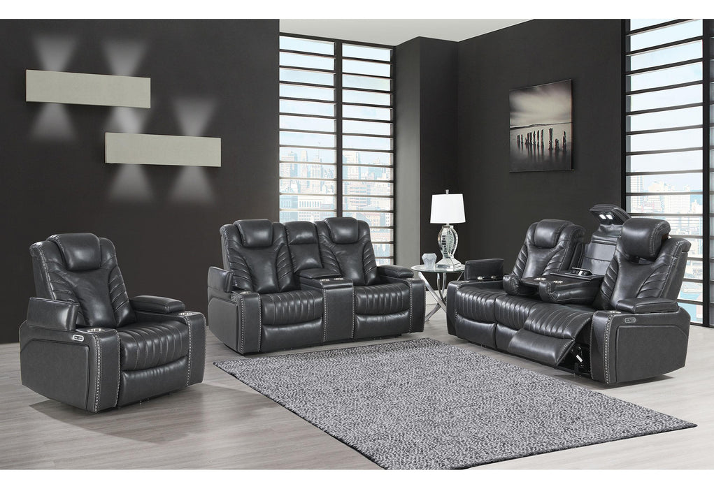 U1677 BLANCHE GREY POWER RECLINING SOFA AND POWER CONSOLE RECLINING SOFA AND POWER RECLINER