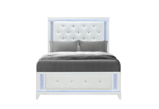 ALINA WHITE QUEEN BED WITH LED - Brockton Furniture (Brockton, MA)