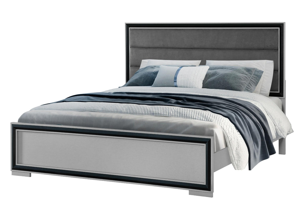 AMELIA GREY BLACK QUEEN BED W/LED - Brockton Furniture (Brockton, MA)