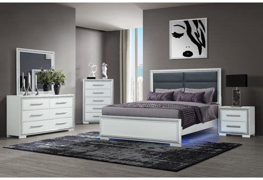 ANDROS SILVER QUEEN BED W/LED - Brockton Furniture (Brockton, MA)