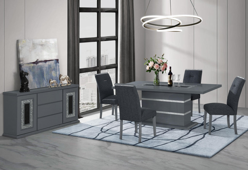 MONACO DARK GREY DINING TABLE AND 4 MONACO DARK GREY DINING CHAIRS image