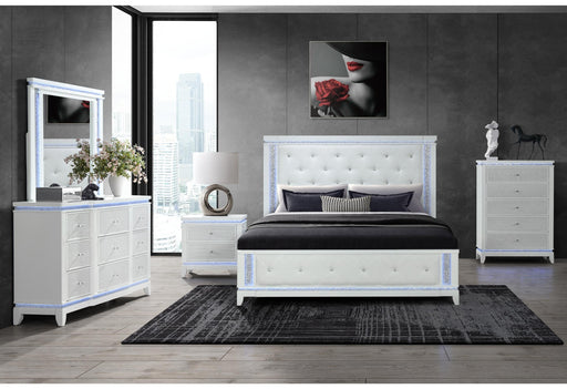 ALINA WHITE KING BED GROUP WITH LED - Brockton Furniture (Brockton, MA)
